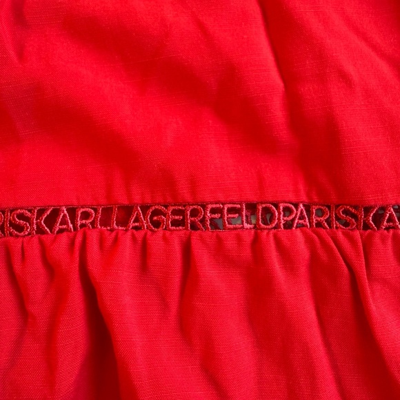 Karl Lagerfeld Paris Womens Tie Neck A Line Cherry Red Dress 4 - Picture 11 of 16